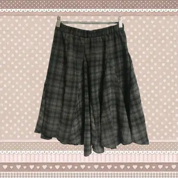 모리걸 레트로 무릎 기장 스커트 체크 롱 스커트 한국 프릴