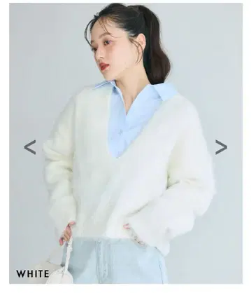 베이스먼트 온라인 모헤어 스키퍼 니트탑 아이보리