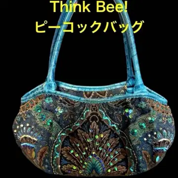 Think Bee! 싱크비 피콕 블루 공작 스팽글 백