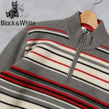 J268@ Black & White SPORT 보더 긴팔 상의 LL