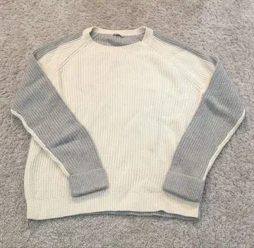 [ 고품질 ] 타미힐피거 로우게이지 니트 M 사이즈 아이보리 x 그레이