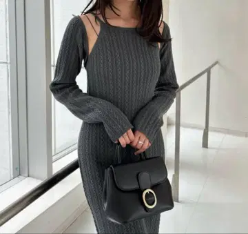 가디건 세트 암홀 니트 원피스 프레이 아이디 릴리 브라운