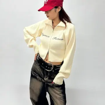 WHO'S WHO gallery 래글런 지퍼 니트 크롭 스웨터