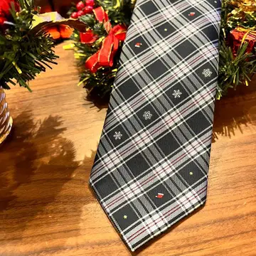 크리스마스 패턴 넥타이 네이비 산타 패턴 눈꽃 패턴