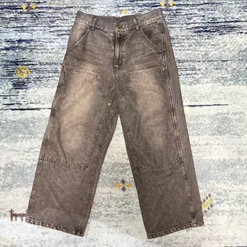 가격 인하 더블니 색빠짐 데님 y2k 와이드 그레이 와이드 팬츠