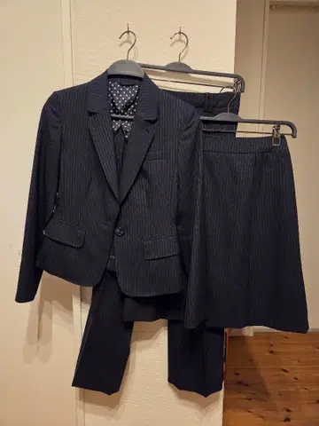 네이비 스트라이프 비즈니스 수트 3세트 작은 사이즈 5호 7호 S