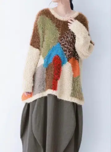 오샤레 워커 n'Or LABEL 이소재 멀티 컬러 니트