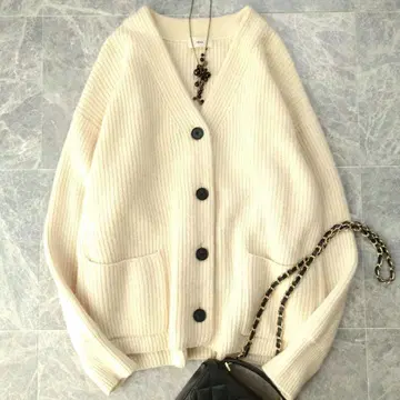 550 이에나 IENA AQUA 하찌 짜임 박스 실루엣 가디건