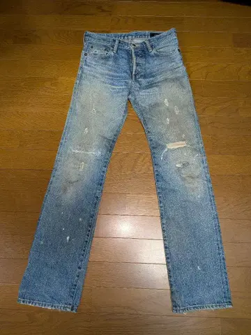 green 데미지 가공 스트레이트 데님