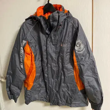 립너 나일론 자켓 그레이/오렌지 후드 부착