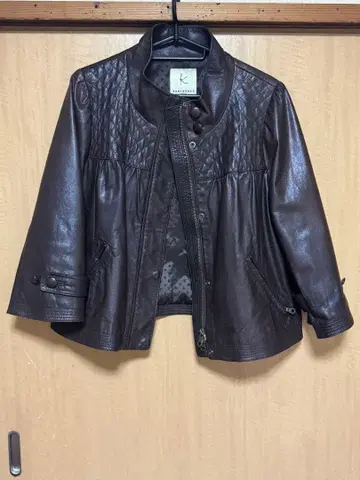 KUMIKYOKU(쿠미쿄쿠) 브라운 가죽 자켓 숏 기장 사이즈 7