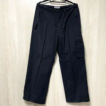 BADGE 블랙 카고 팬츠 남성용 여성용 프리 사이즈