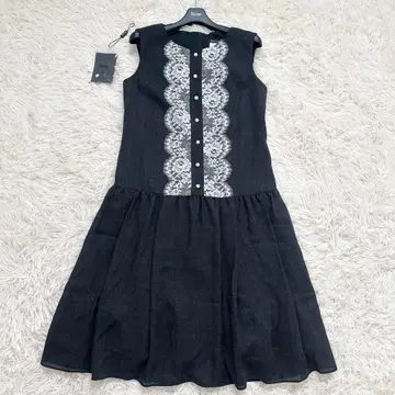 컨디션 최상 르네 최근 프론트 레이스 펄 버튼 슬리브리스 원피스 XS