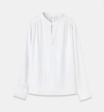 PLST 조젯 펄 버튼 블라우스 화이트