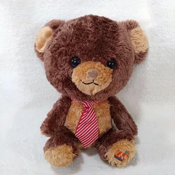 곰 봉제 인형 빨간색 넥타이 갈색 브라운 앉은 곰 귀여운