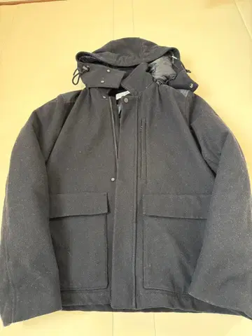 GLOBAL WORK 후드 부착 네이비 코트