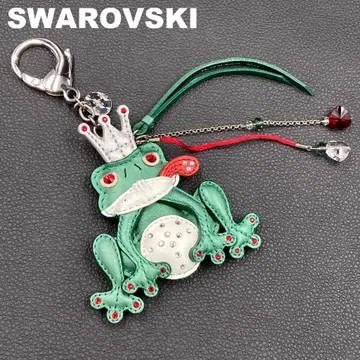 SWAROVSKI 백참 개구리 프로그 키링 가죽