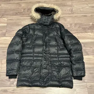 새상품급 Y2K CAMP7 퍼 다운 자켓 그런지 블랙 XL