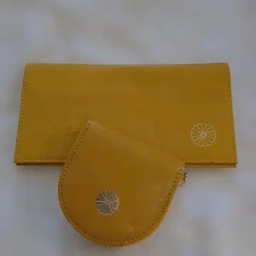 황궁 옐로우 컬러 장지갑 옐로우 컬러 코인 케이스 국화 문양