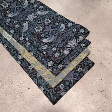 반폭 오비 장척 윌리엄 모리스 딸기 도둑 인디고 x 아네모네 리버서블