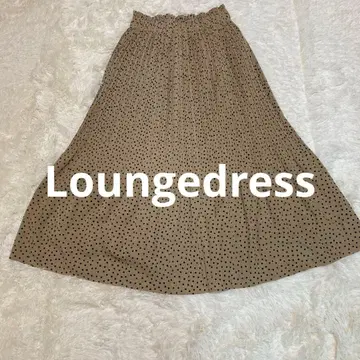 Loungedress 베이지 도트 플리츠 롱 스커트