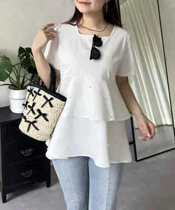 prose verse 프로즈베일 밑단 펄 티어드 T셔츠