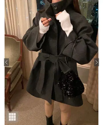 GRL 리본 벨트 부착 스탠드 카라 코트[ze778] 새상품