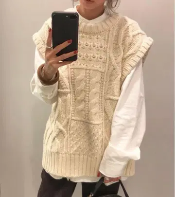 케이블 니트 베스트 TODAYFUL