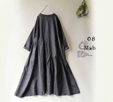 새상품 할인 08Mab 그레이 계열*지그재그 턱 롱 원피스 린넨 1053