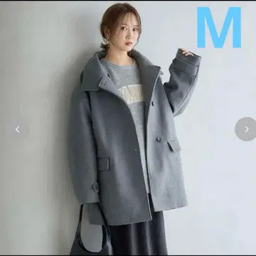 새상품 시마무라 mysacloset 스탠드 숏코트 그레이 M
