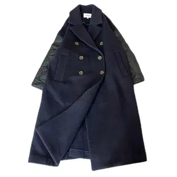 새상품급 엔폴드 롱 코트 더블 소매 퀼팅 네이비 36 루즈핏