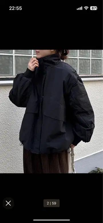 빅 포켓 스탠드 워크 아우터 블랙