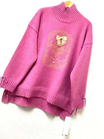 슈퍼 뷰티 가슴 자수 리본 따뜻한 니트