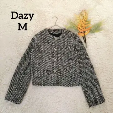 디지 노카라 자켓 (M) 블랙 화이트 도금 버튼 페이크 포켓