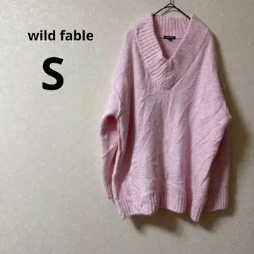 wild fable [ S ] 핑크 V넥 긴팔 스웨터