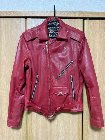 jimsinn 가죽 자켓 레드 사이즈 34