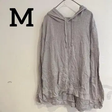 그레이 후드 부착 후드티 [ M ] 포켓 부착 린넨풍