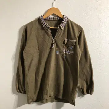 카키 카라 부착 긴팔 셔츠 M