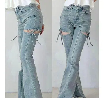 RESEXXY 컷 아웃 리본 데님 팬츠 S 사이즈