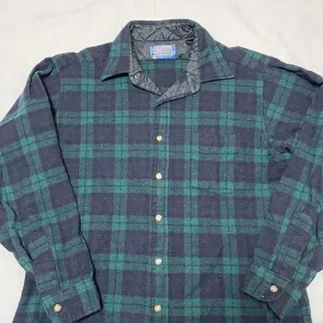 70' PENDLETON 블랙워치 체크 셔츠 울 L