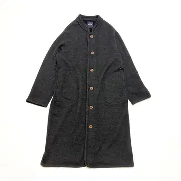 45R 플로트 융모 니트 코트 울 롱 코트 차콜 그레이