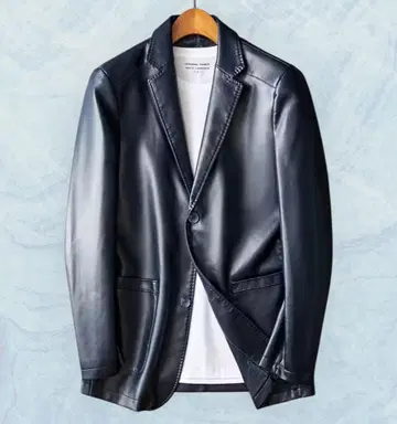 [ 미사용 ] 천연 가죽풍 블레이저 자켓 남성용 M 사이즈 경량 소프트