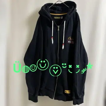 오버 사이즈 빅 루즈 자수 빅 실루엣 후드티 블랙 남성용