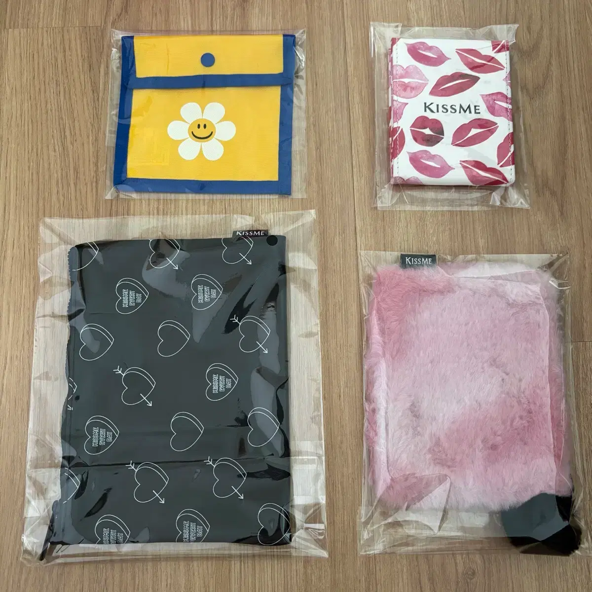 Kiss Me cosmetic brand pouch, set of 2, new item