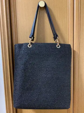 블랙 뜨개질 토트백