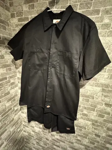 미사용 Dickies 블랙 반팔 숏팬츠 세트 M 셋업