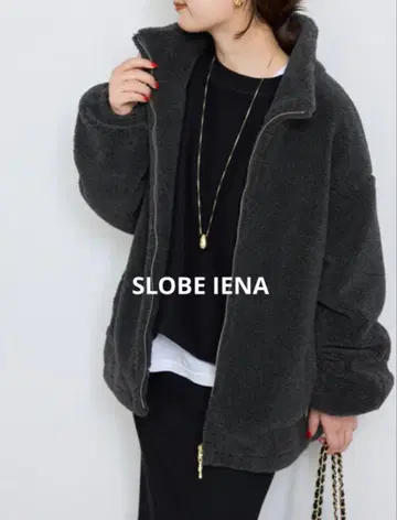 SLOBE 울 콤보 스탠드 코쿤 블루종 차콜 그레이 38