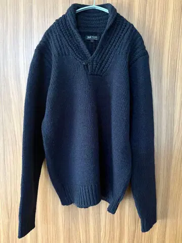 BEAMS HEART 네이비 V넥 숄카라 니트 L