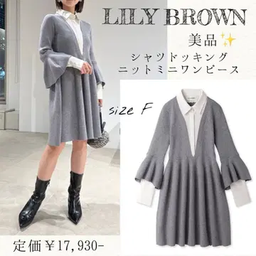 새상품급 LILY BROWN 셔츠 도킹 니트 미니 원피스