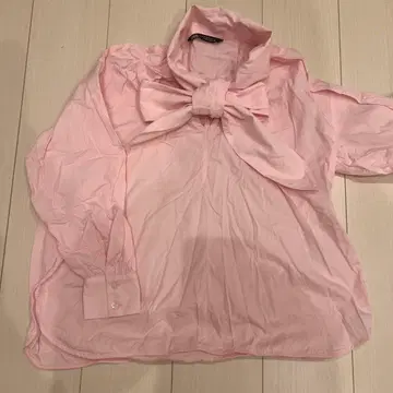 ZARA 보타이 블라우스 핑크